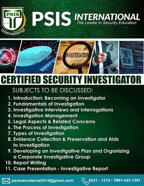 CERTIFIED SECURITY INVESTIGATOR (CSI) – PSIS.